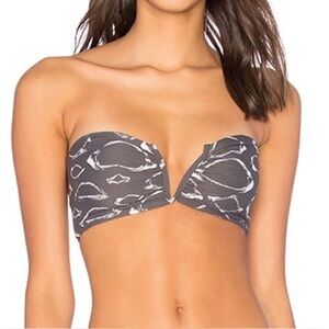 Boys + Arrows Gray and White Bikini Top